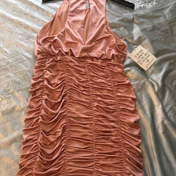 NWT Free People blush Satin Ruched Dress - Picture 6 of 8